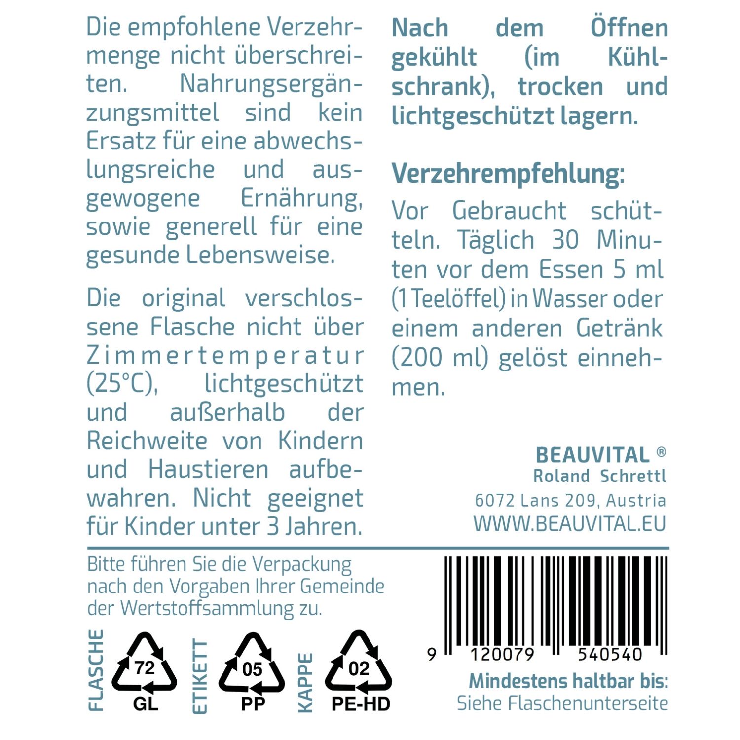 BEAUVITAL® Bio Shiitake Kurextrakt | Flüssiger Vollauszug durch Dual-Extraktion