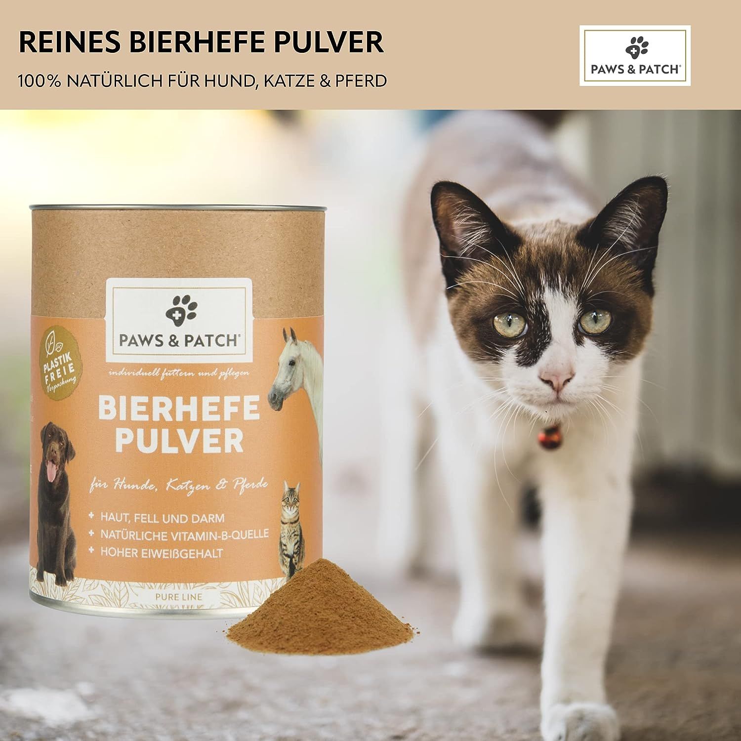 PAWS&PATCH BIERHEFE Pulver für Hunde, Katzen und Pferde