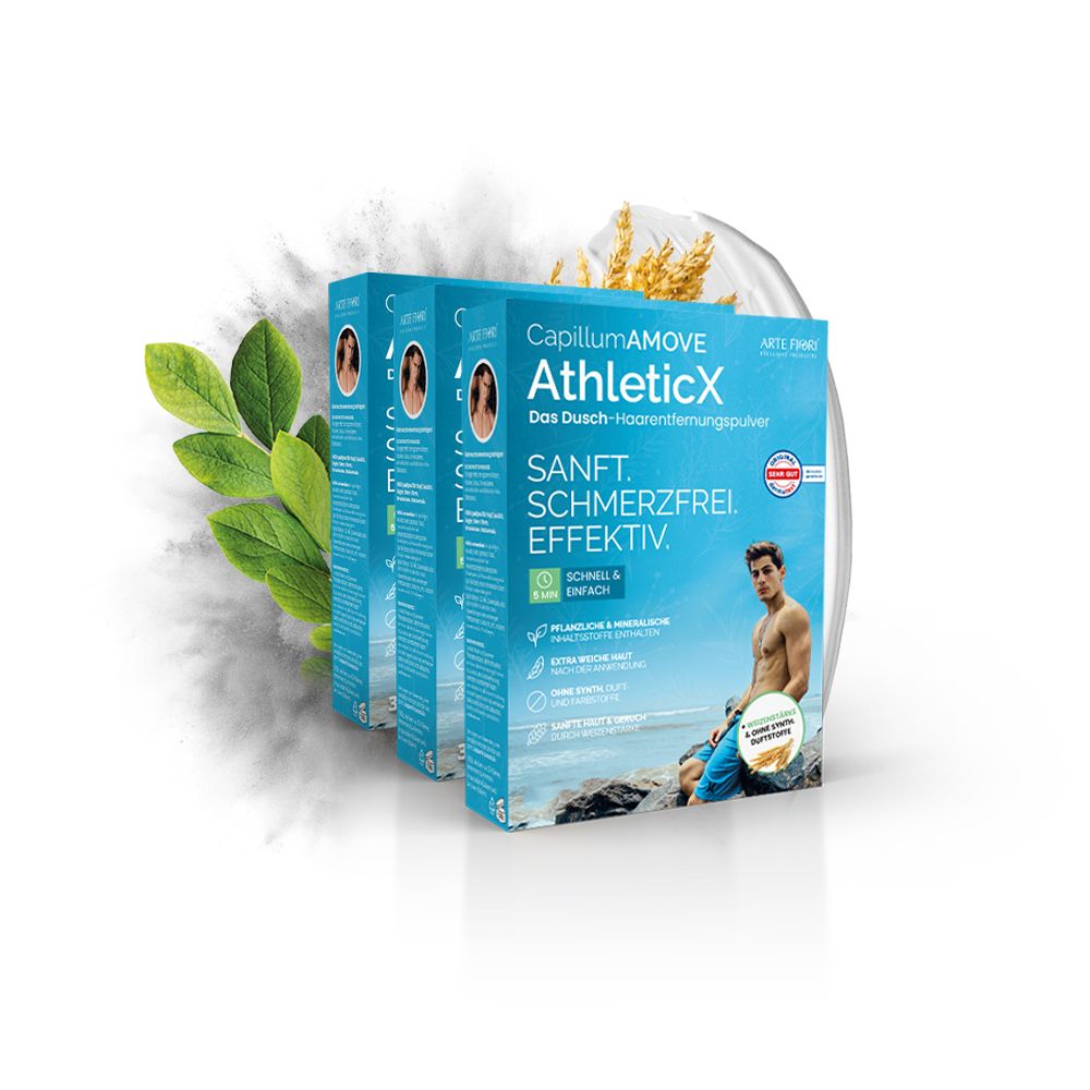 Capillum AMOVE AthleticX Enthaarungscreme Pulver Schmerzfrei & Geruchlos Vorratspack 3x300g