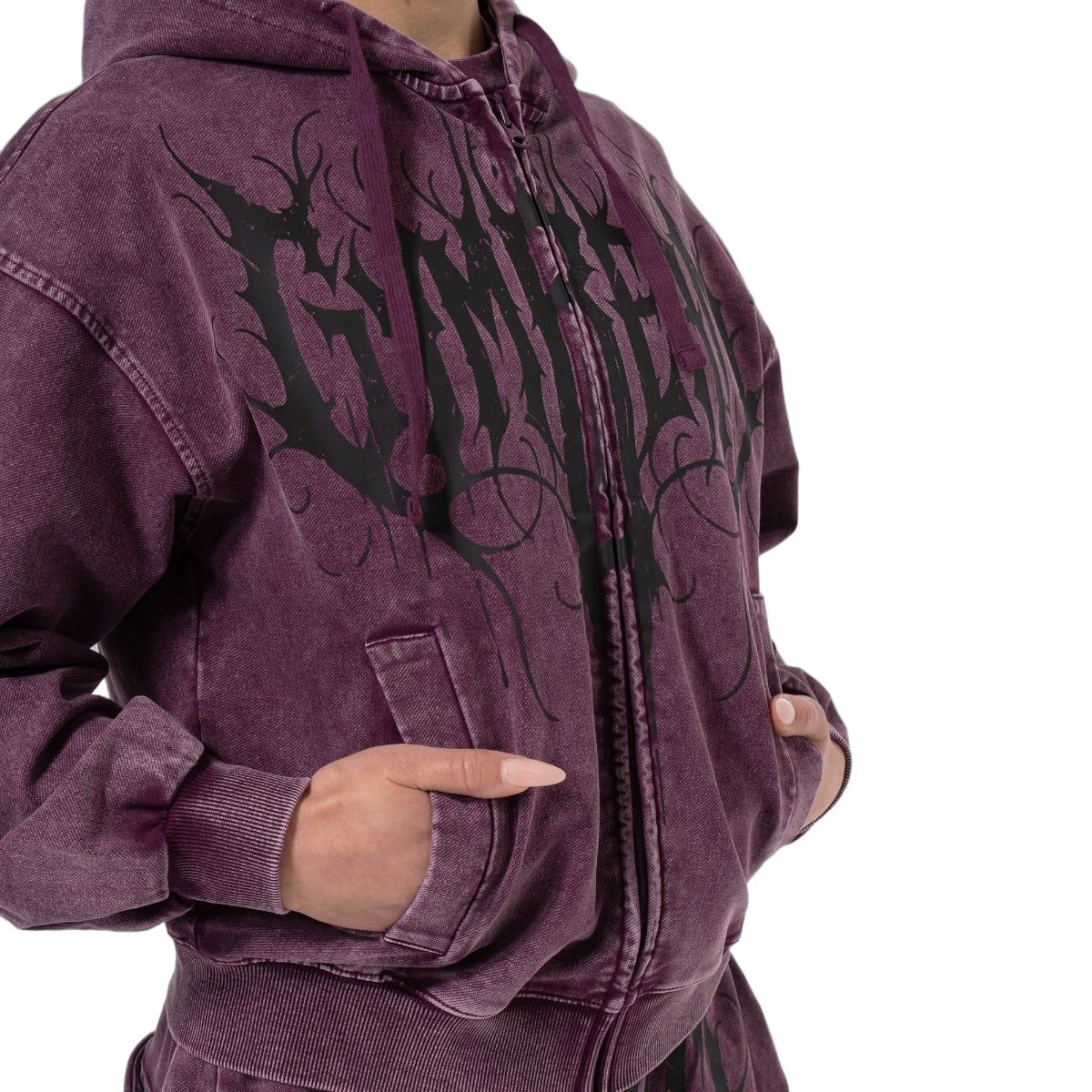 GymBeam Hoodie Damen Oversized mit Reißverschluss, Kapuze und Taschen Raisin