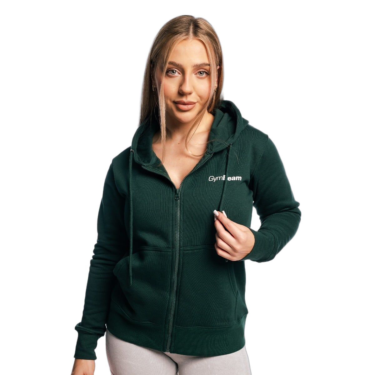 GymBeam Hoodie Damen regular mit Reißverschluss in Pine