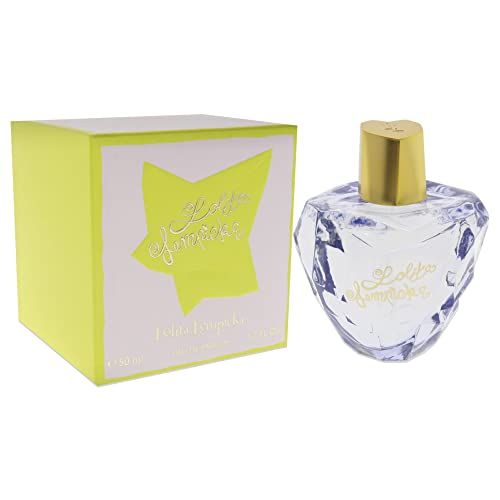 Parfümflakon mit goldfarbenem Verschluss und Karton. Auf dem Flakon steht "Lolita Lempicka". Der Karton hat eine gelbe Sternform.