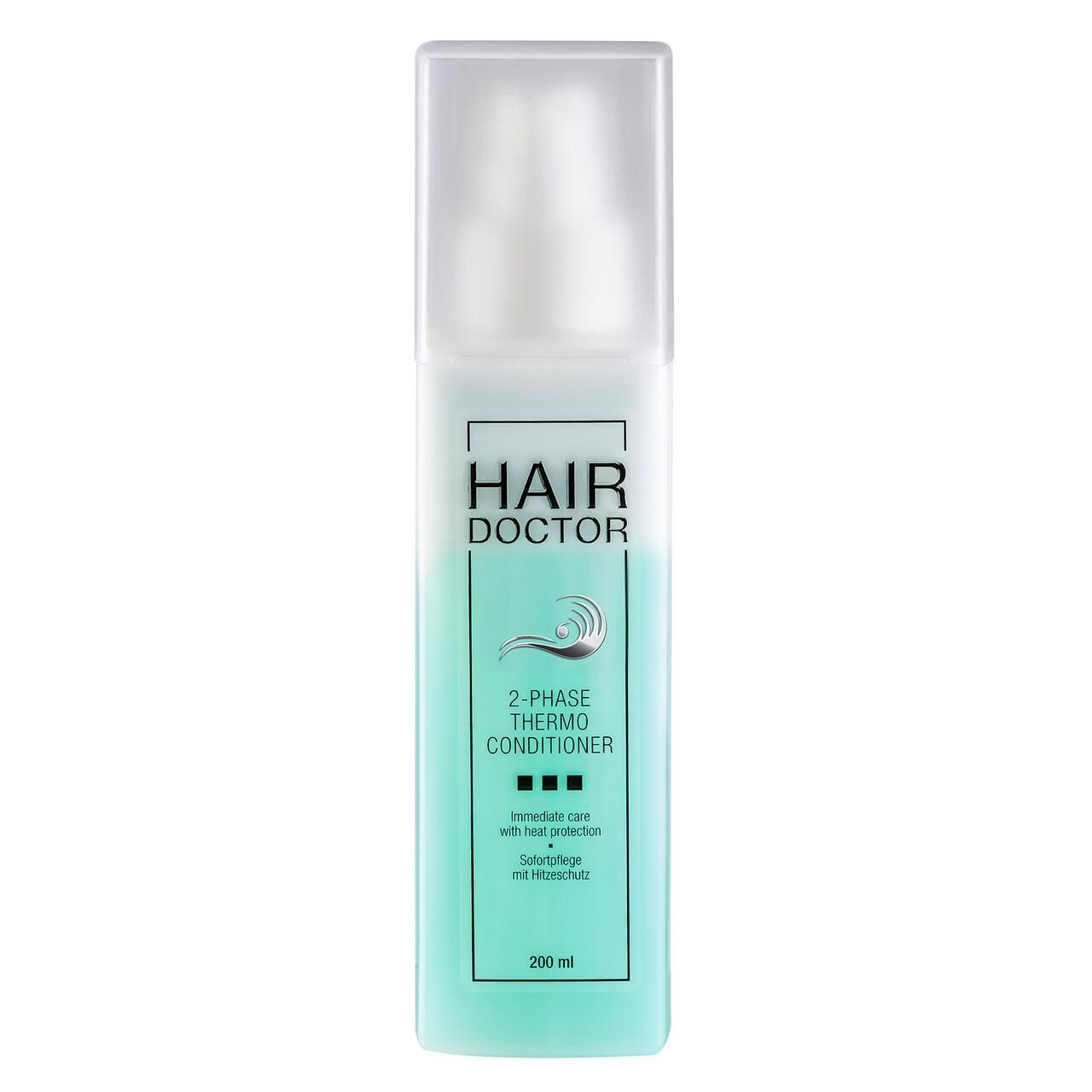 Haarspray-Flasche mit "Hair Doctor 2-Phase Thermo Conditioner"-Etikett. Enthält 200 ml. Mit Sprühkopf.