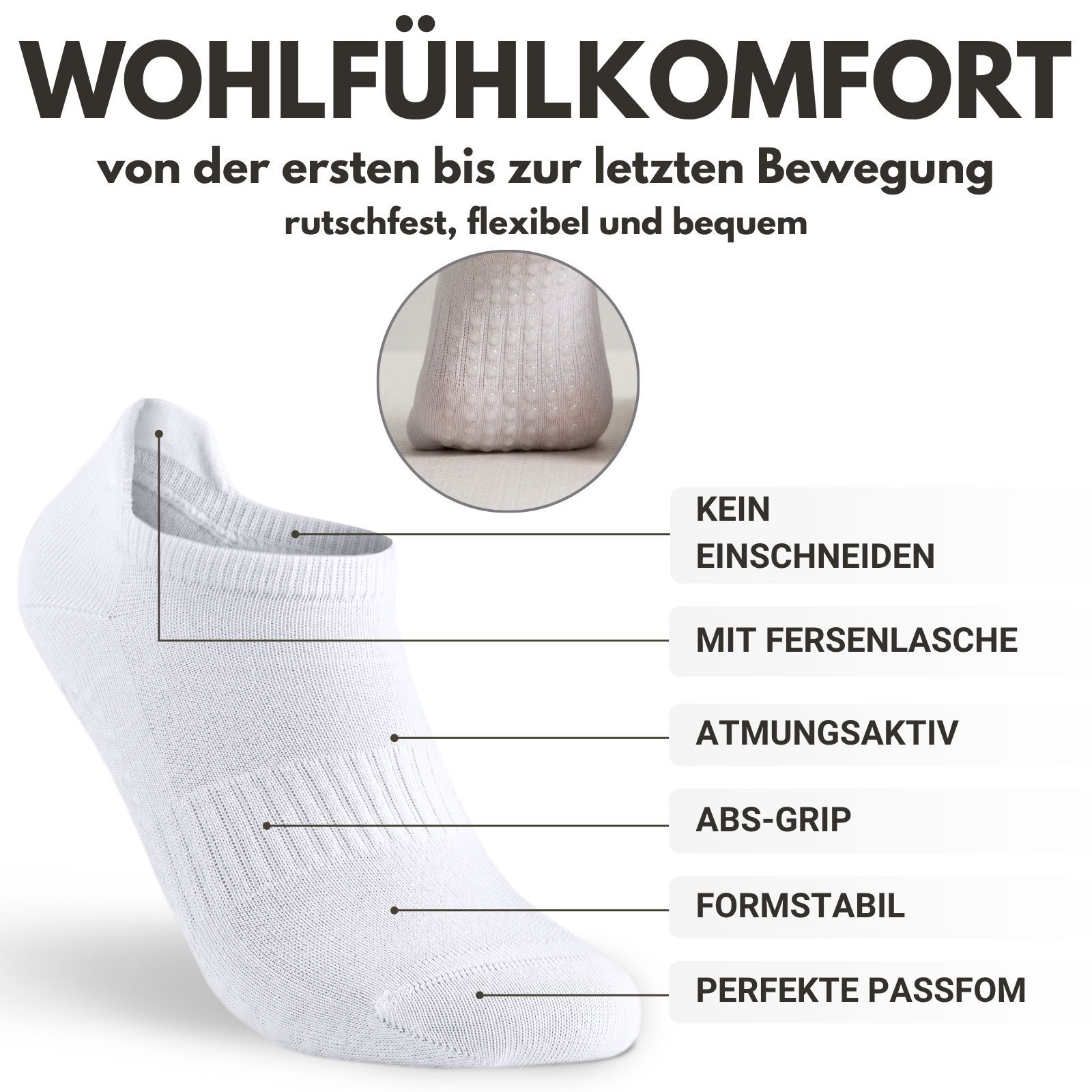 Yoga & Pilates Sportsneakersocken mit ABS-Sohle für Damen & Herren