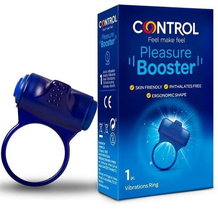 Blauer Vibrationsring 'Pleasure Booster' von Control, CE-zertifiziert, hautfreundlich, phthalatfrei, ergonomische Form.