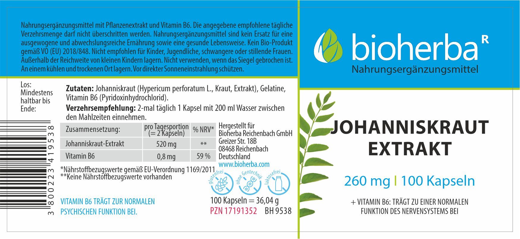 Bioherba Johanniskraut Kapseln