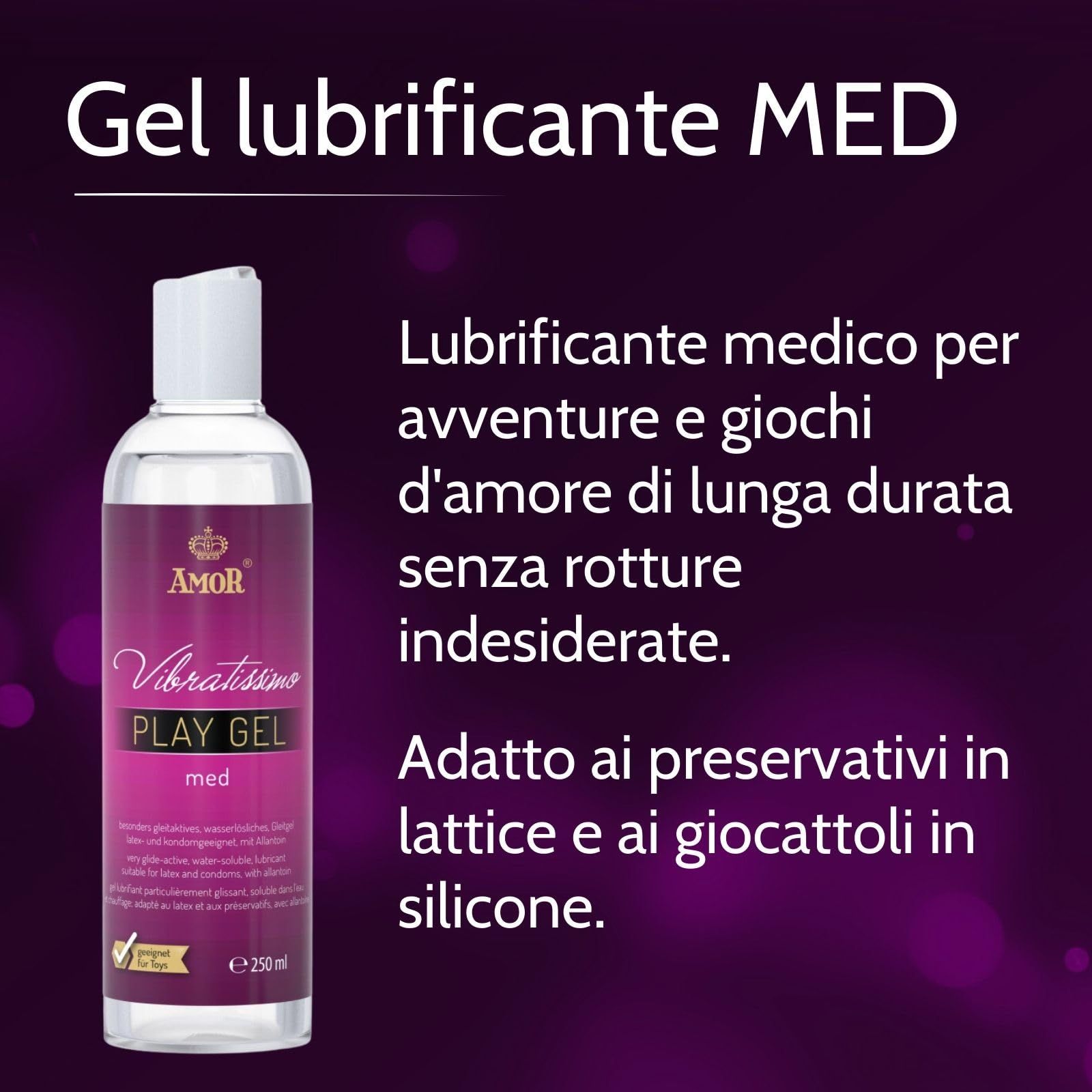 Flasche mit gleitmittel, Marke Amor, Vibratissimo Play Gel med, 250ml.