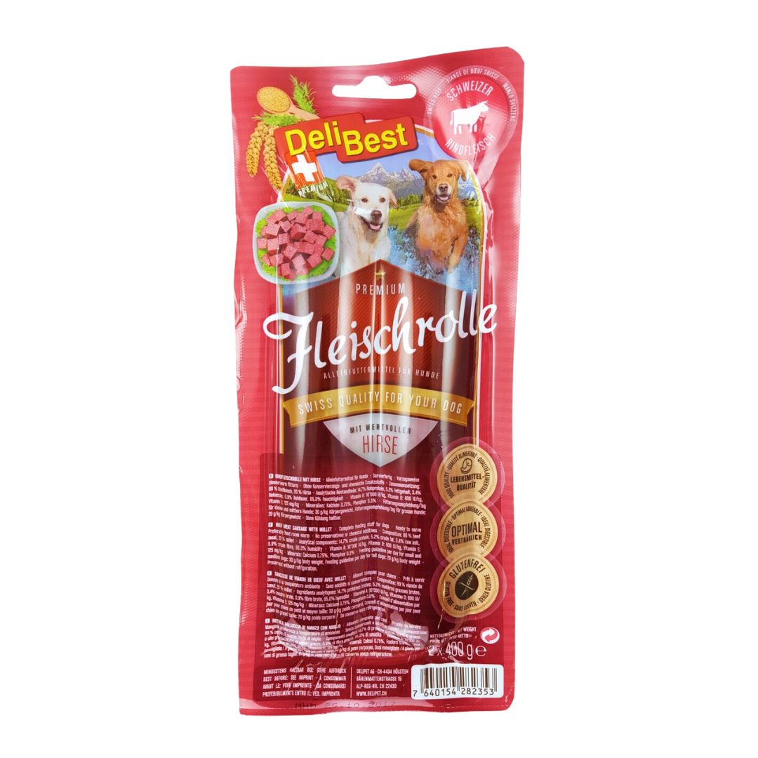 DeliBest Fleischrolle Schweizer Rind mit Hirse