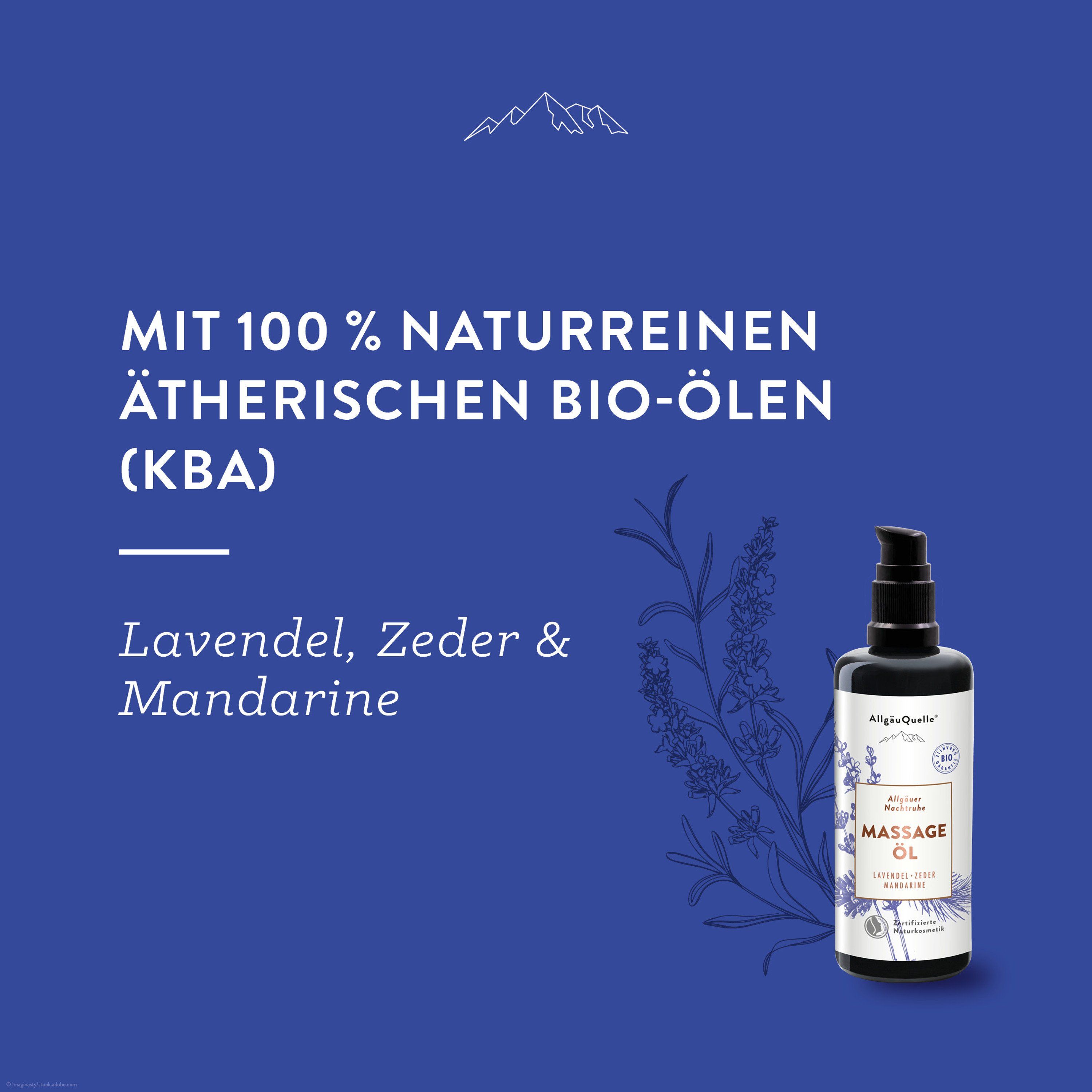 AllgäuQuelle BIO Massageöl  100% naturreine ätherische Öle aus Lavendel, Zeder, Mandarine, vegan
