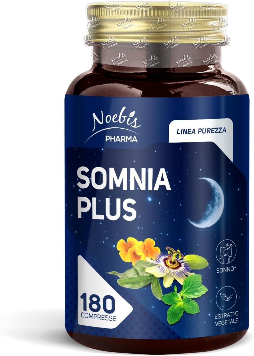 Noebis Pharma Somnia Plus - 180 Compresse - Melatonina, Passiflora, Melissa, Escolzia e Vitamina B6