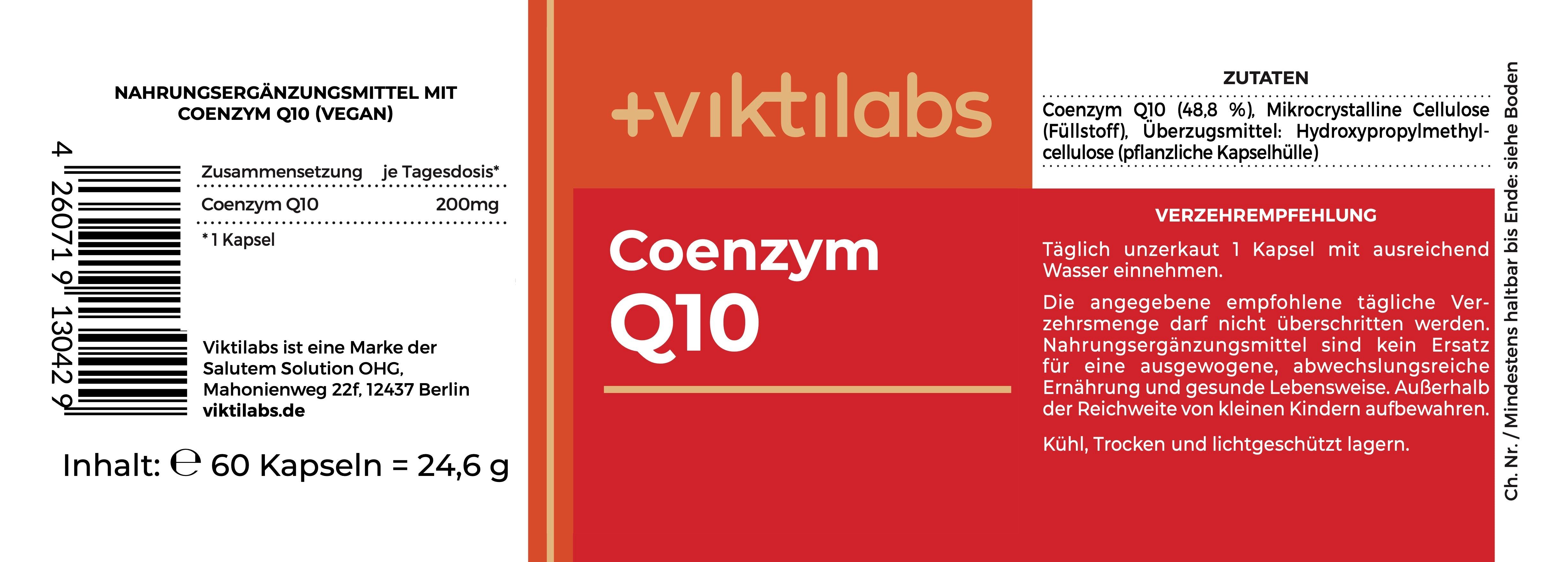 Viktilabs Coenzym Q10: Hochdosiertes Ubichinon aus natürlicher Fermentation
