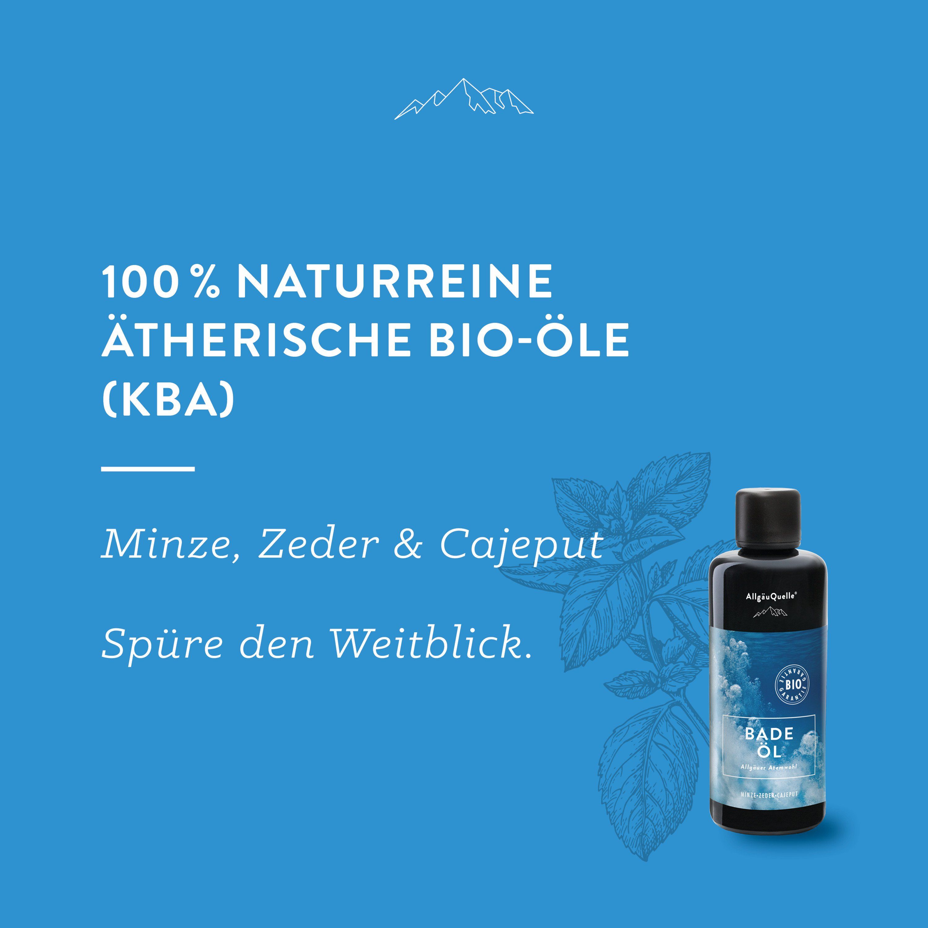 Allgäuquelle Bio Badeöl Badezusatz Atemwohl Badeduft Minze, Thymian, Salbei