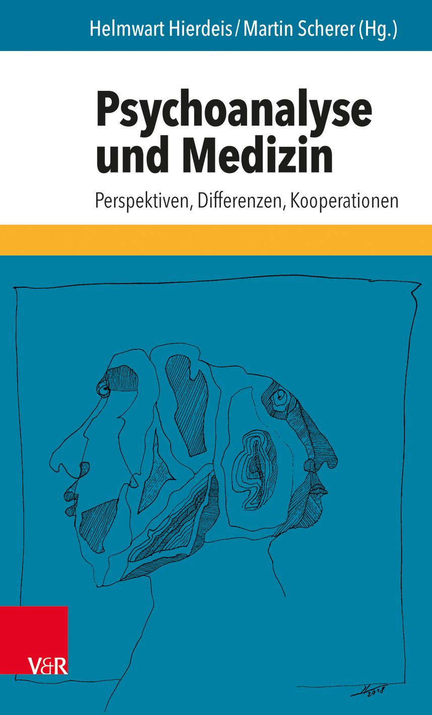Buchcover: Psychoanalyse und Medizin. Titel in Schwarz auf blauem Hintergrund. Autoren: Helmwart Hierdeis, Martin Scherer.