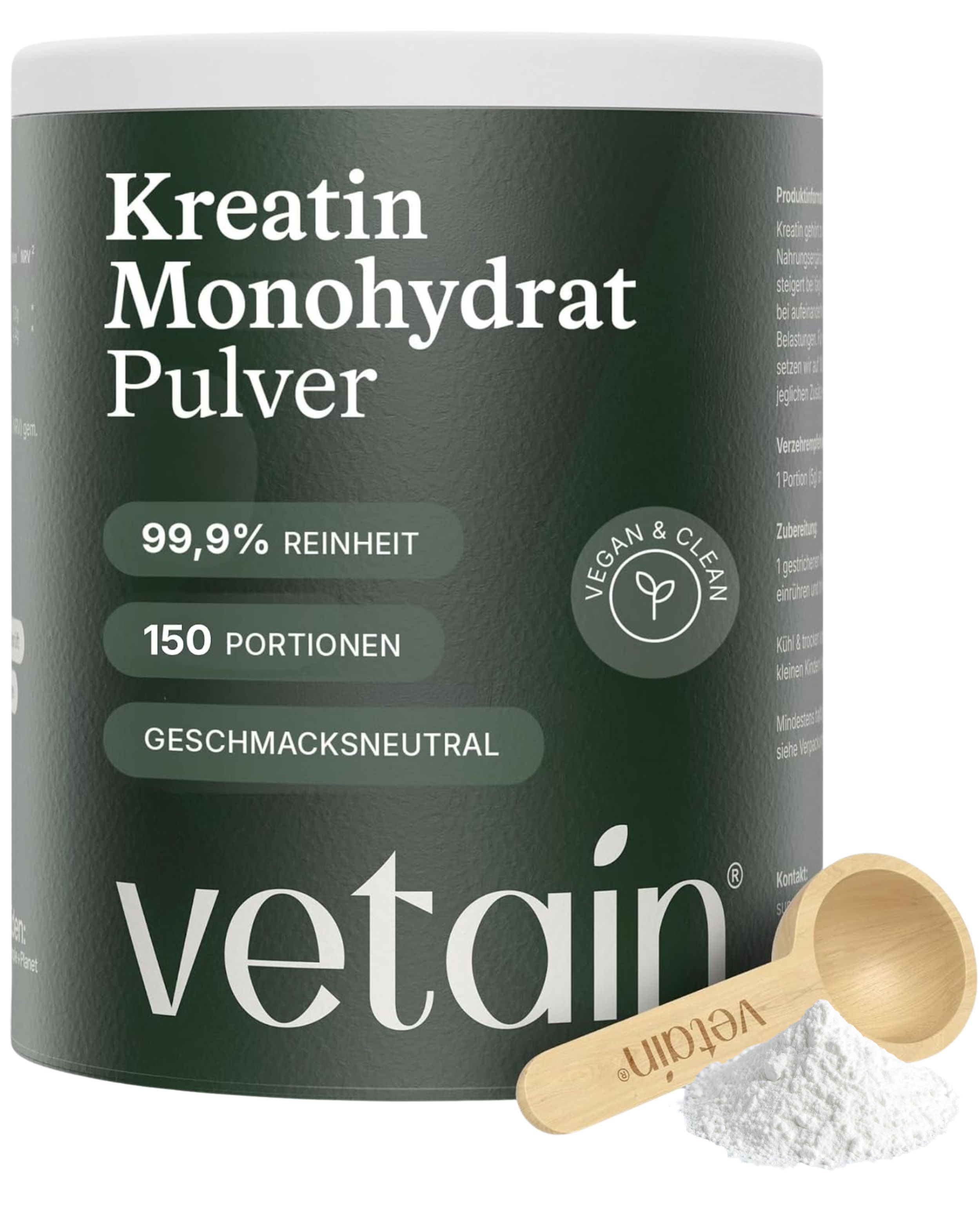 Vetain Creatin Monohydrat - 750g Pulver ultrafein & hoch löslich Kreatin Testsieger 750 g