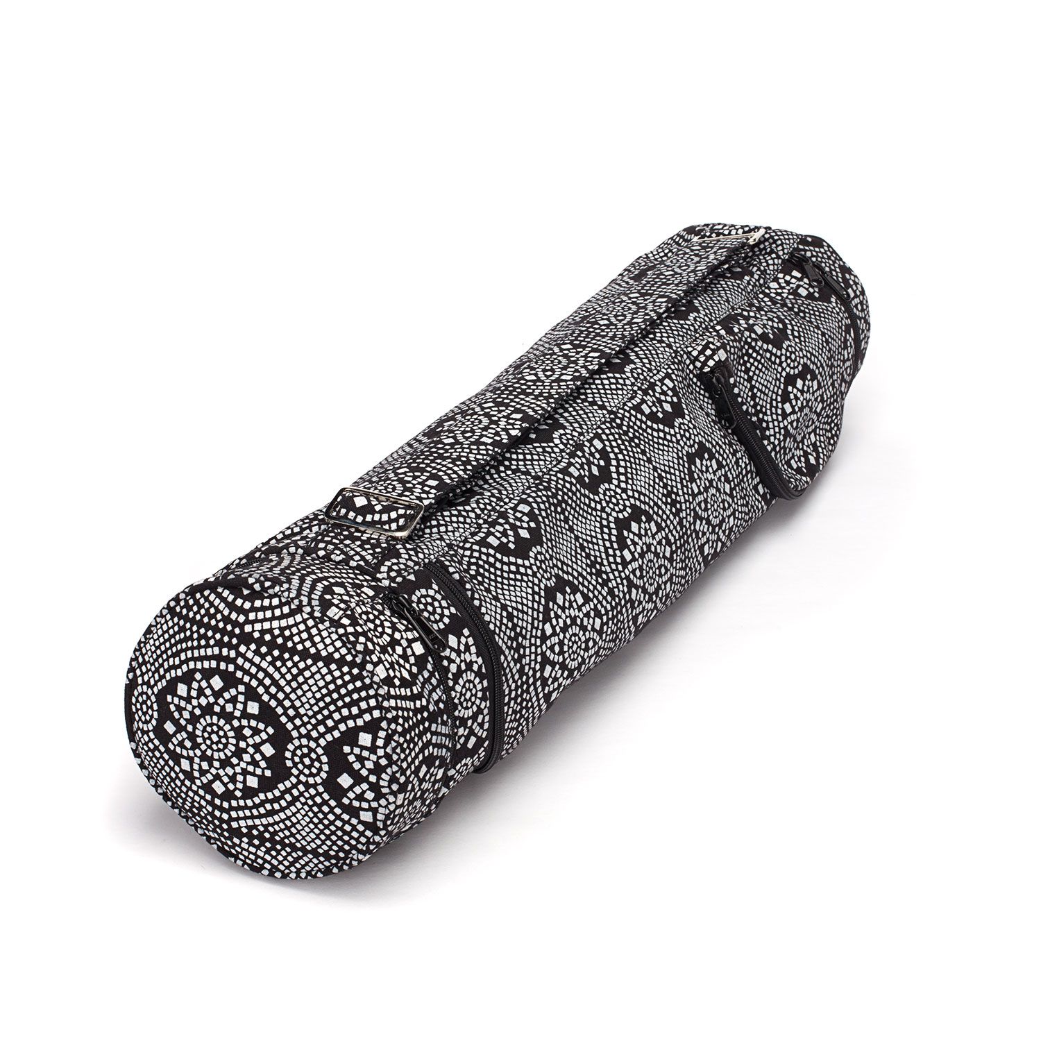 Maharaja Collection: Gemusterte Asana Bag 80 Cotton 'Bandhani', schwarz/weiß 1 St