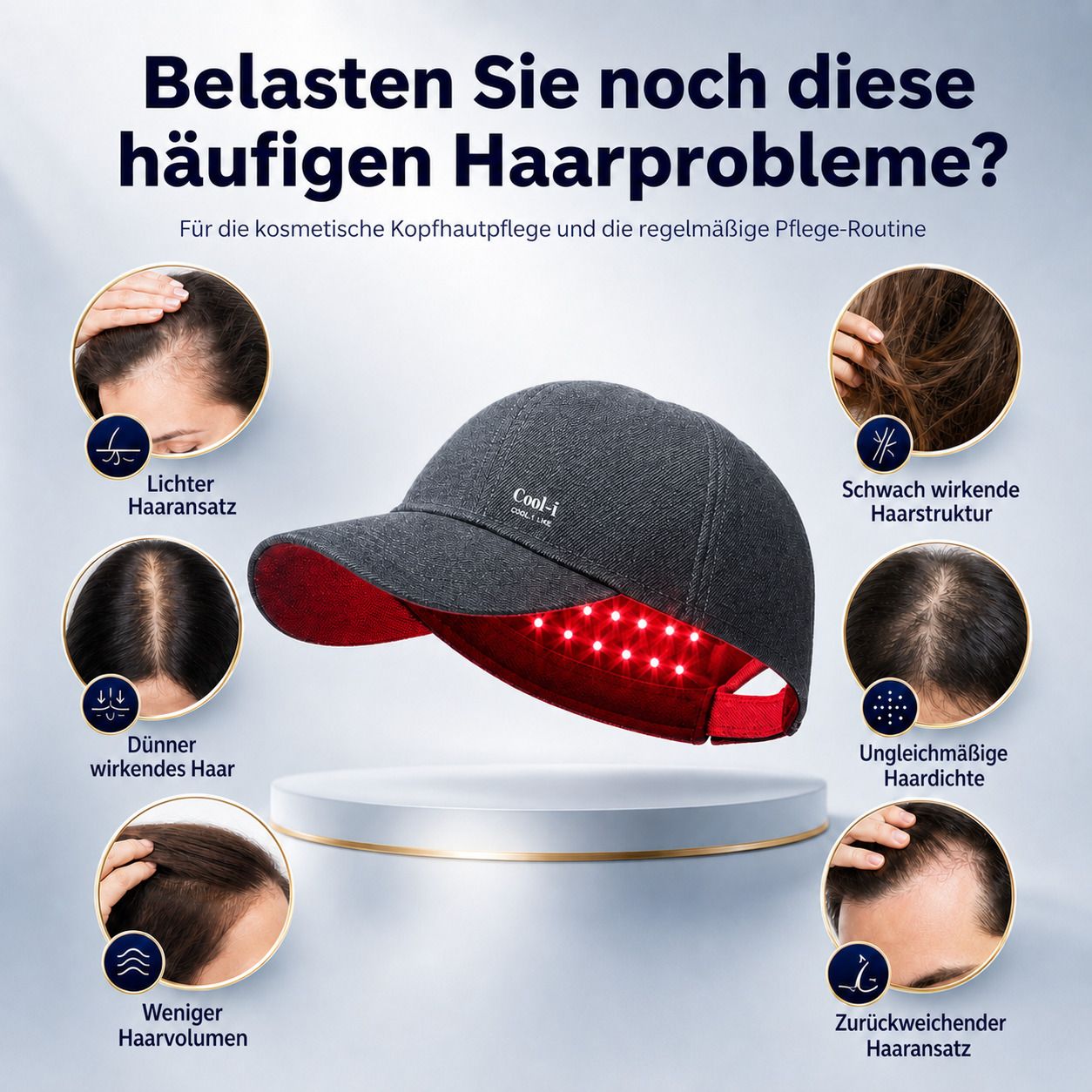 COOL-i LED Haarpflegehaube,158 LEDs, kabellos, mit Infrarot & Blaulicht, Timer, wiederaufladbar