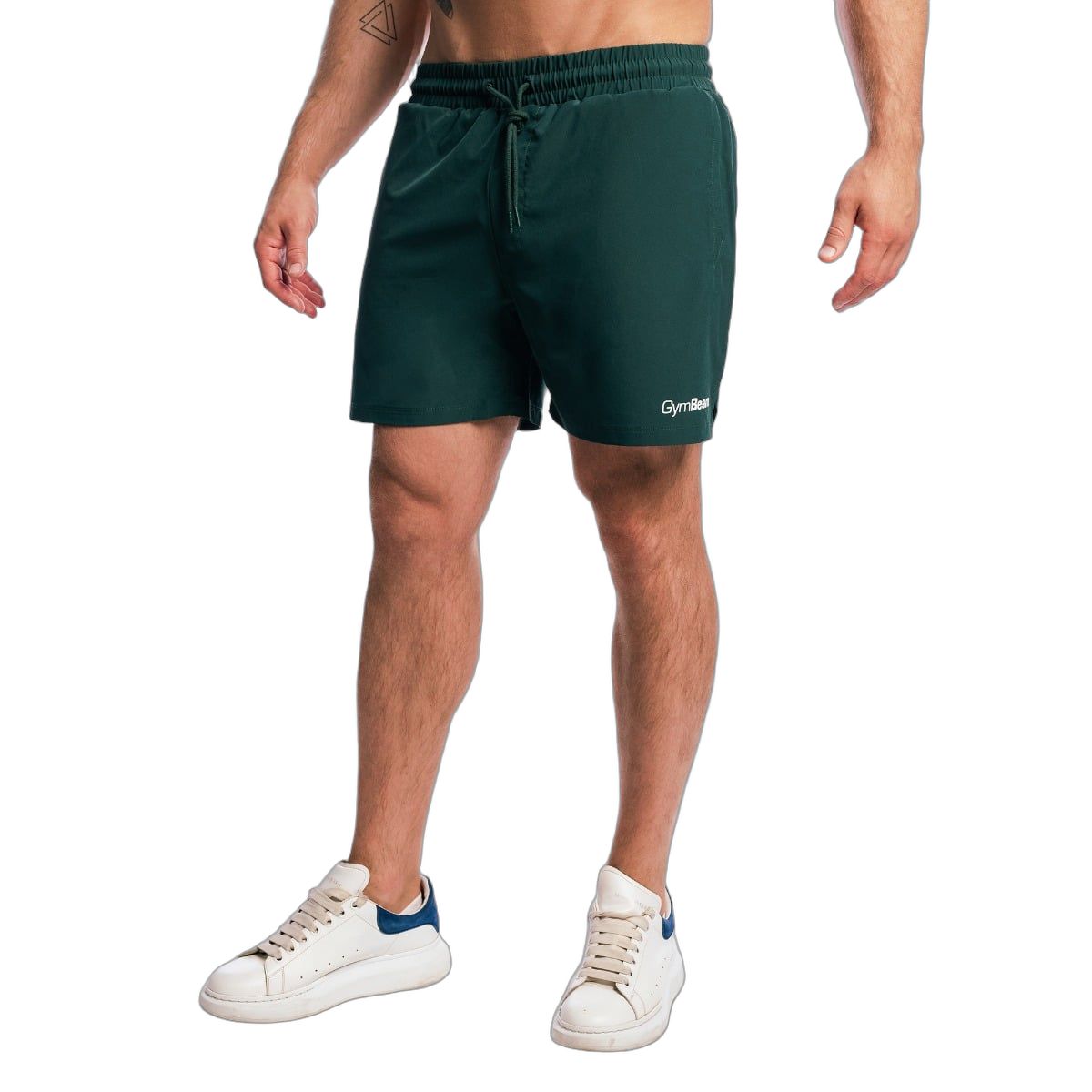 GymBeam Shorts Herren Regular Fit, Kordelzug und Reißverschlusstaschen Forest 1 St