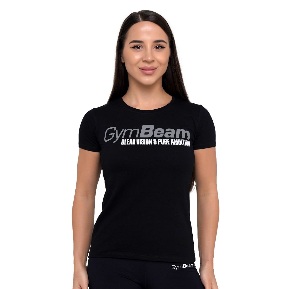 GymBeam T-Shirt Damen Slim mit Rundhalsausschnitt und Kurzarm in Schwarz 1 St