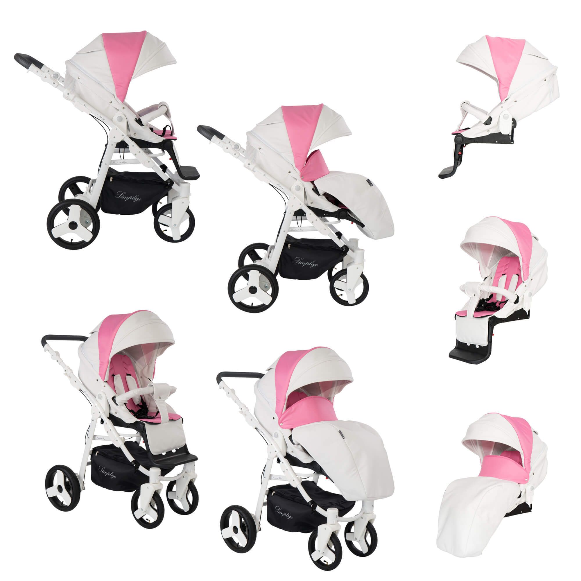 Friedrich Hugo Simpligo 2 in 1 Kombikinderwagen Luftreifen, Pink (Kunstleder)