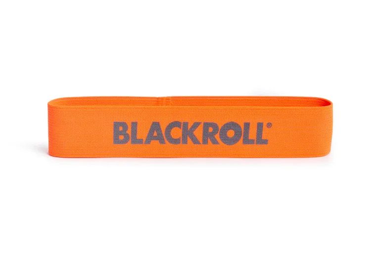 Orangefarbenes BLACKROLL Loop Band mit grauem Schriftzug BLACKROLL.