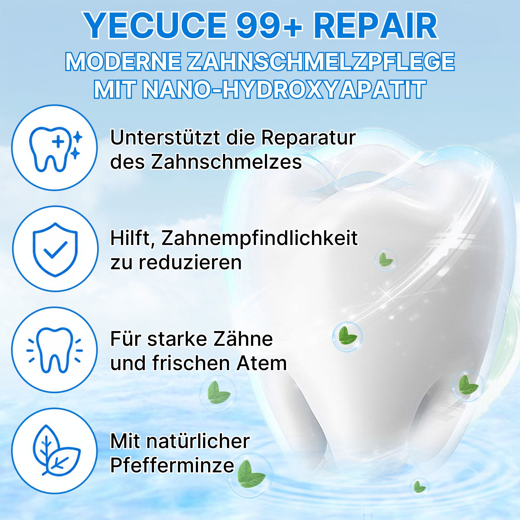 ALIVER Zahnpasta Hydroxylapatit 9.9+% Aufhellende Zahncreme für die Mundpflege
