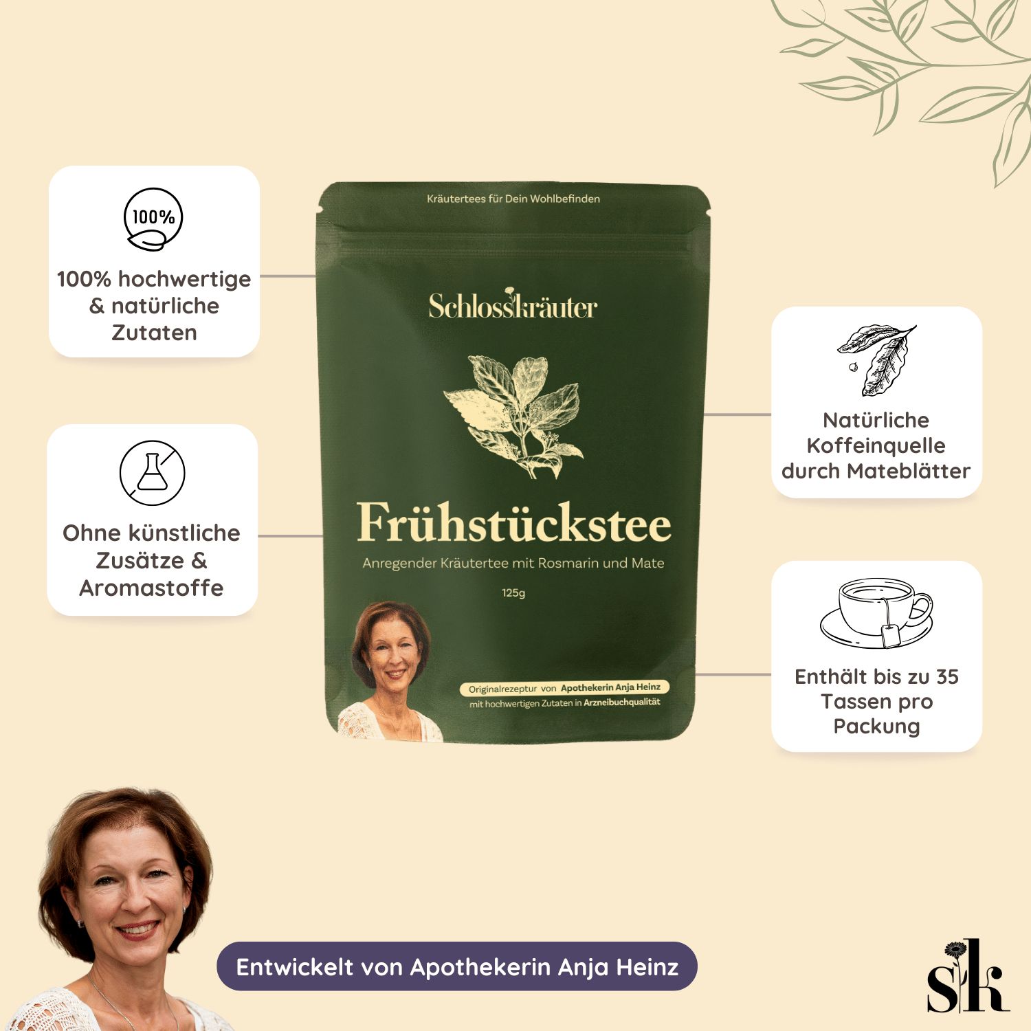 Schlosskräuter Frühstückstee mit Mate & Brennnessel