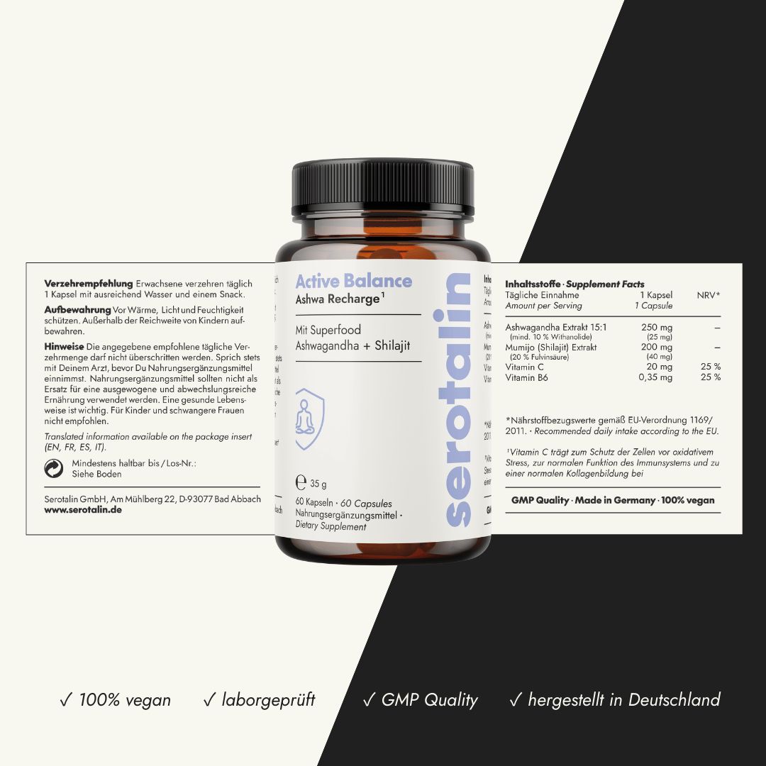 serotalin Active Balance Ashwa Recharge | Für Nerven & Balance | Ashwagandha & Vitamine | Vegan