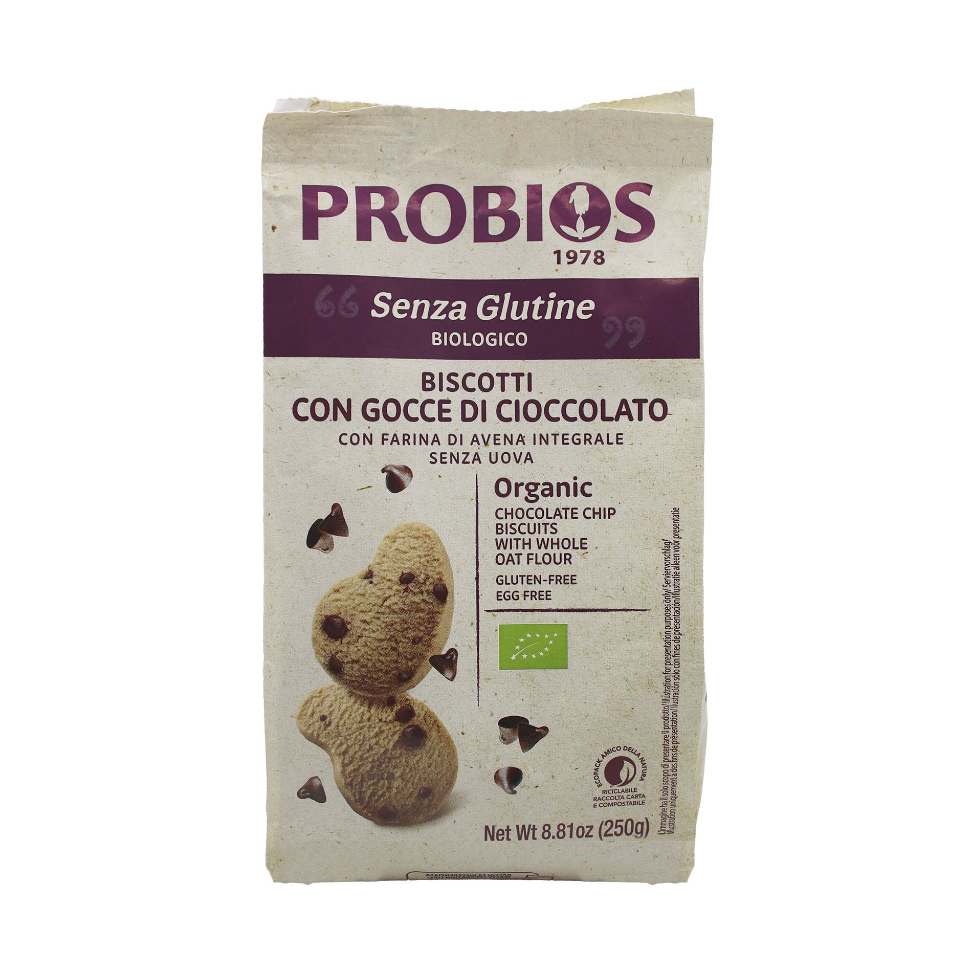 Biscotti Senza Glutine Bis-Free con Gocce Cioccolato - Probios