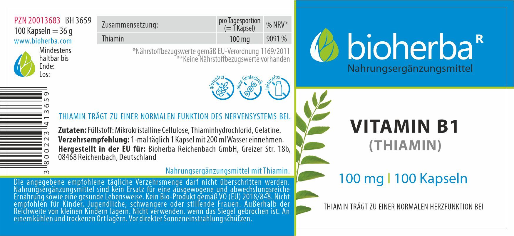 Bioherba Vitamin B1 (Thiamin) Kapseln