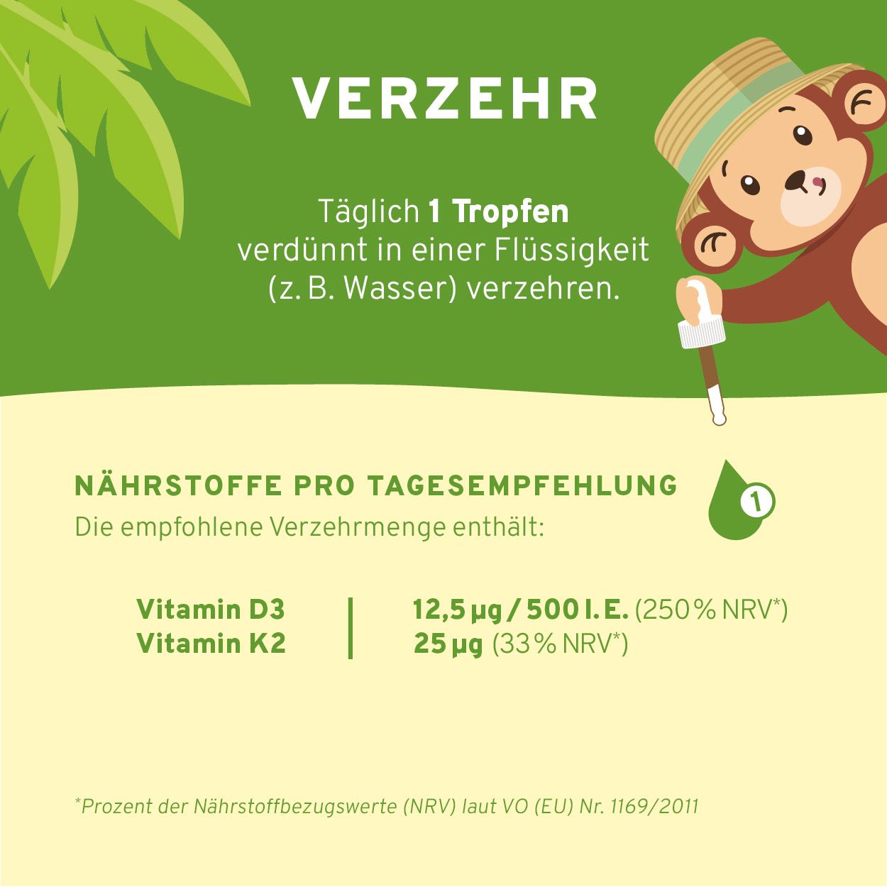 InnoNature Vitamin D3+K2 Kids Tropfen, Orange | mit Vitamin D und Vitamin K | vegan