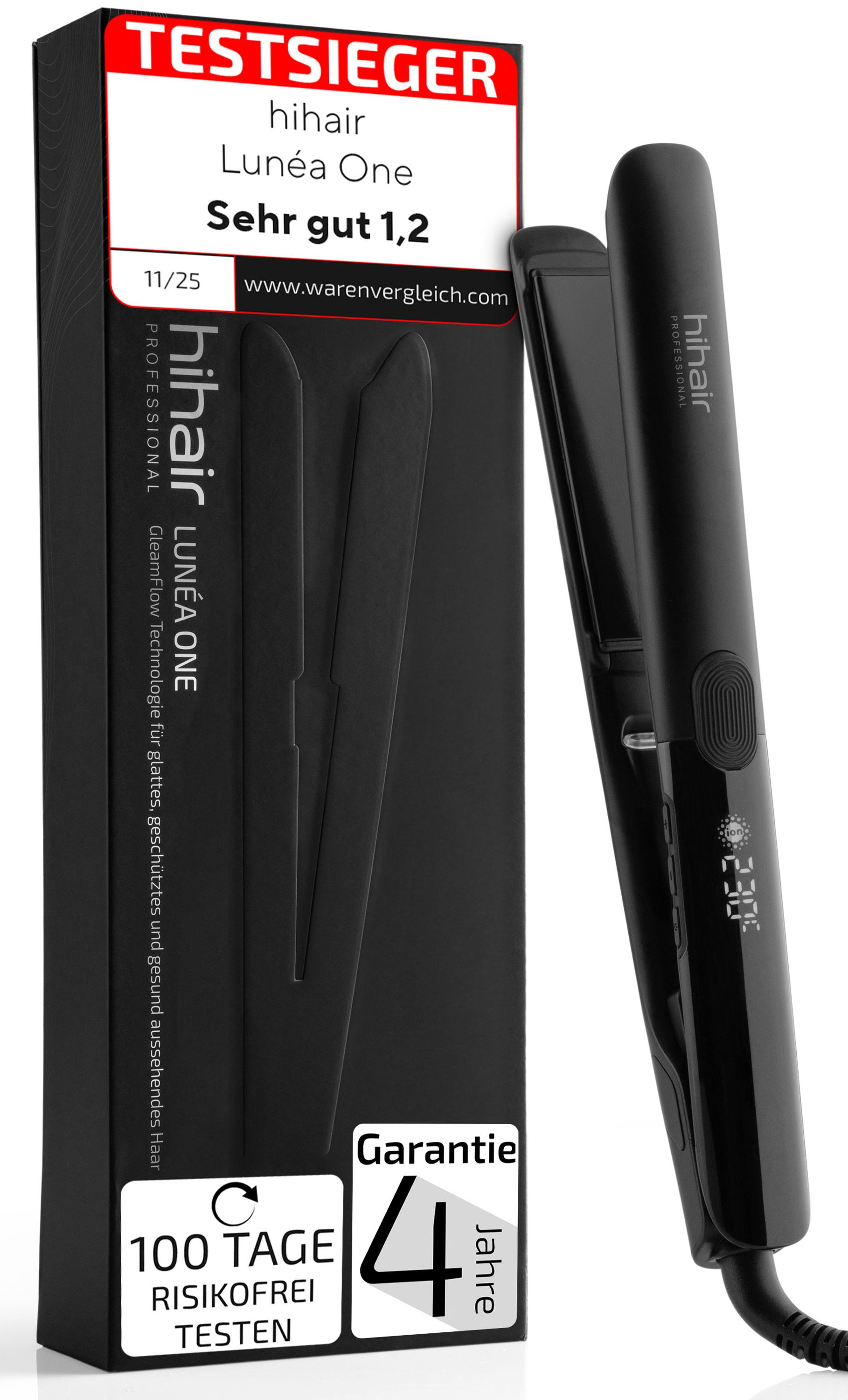 hihair Glätteisen Lunéa One – Testsieger 2025* 100 Tage risikofrei testen Mit LCD-Display 1 St