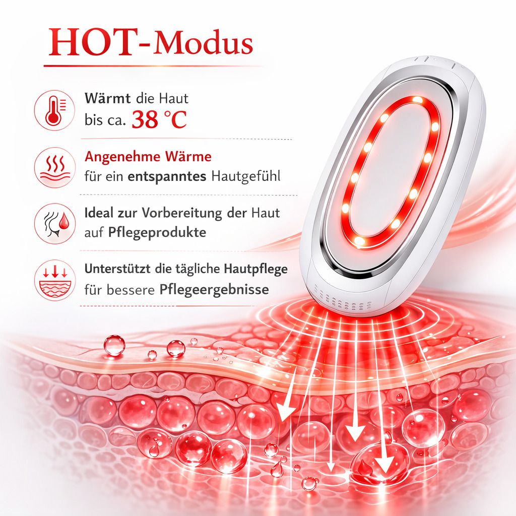 COOL-i 3 in 1 Hautpflegegerät mit Wärme/Kälte, LED & Mikrostrom, für kosmetische Gesichtspflege