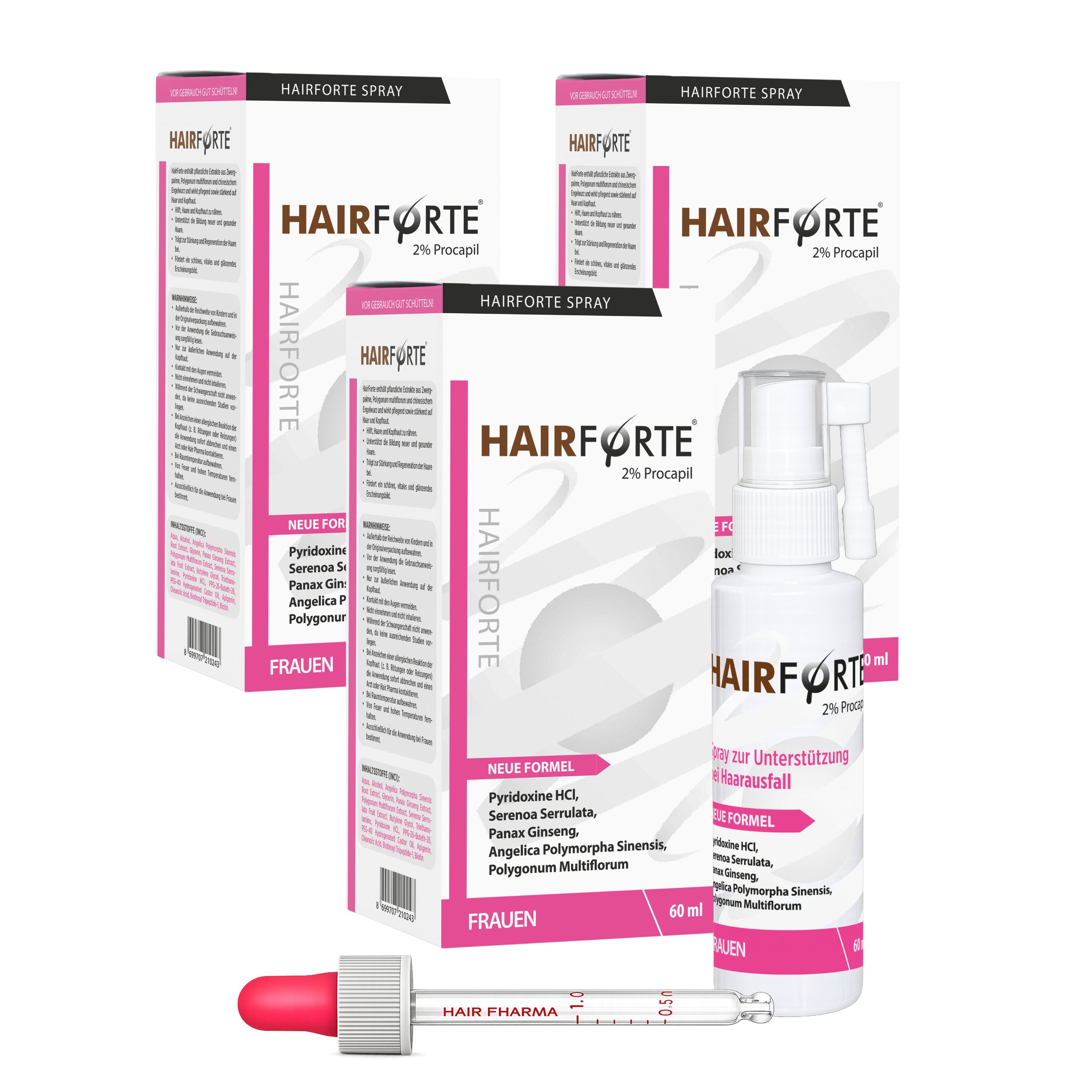 Hairforte Spray 2% Procapil gegen Haarverlust DHT Blocker 180 ml