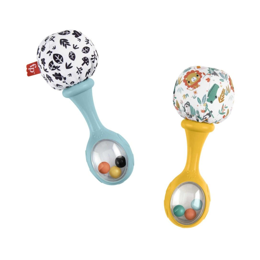 Mattel Fisher-Price Babys Rumba-Rasseln Spielzeug, 2er-Set für Babys ab 3 Monaten, kontrastreiches