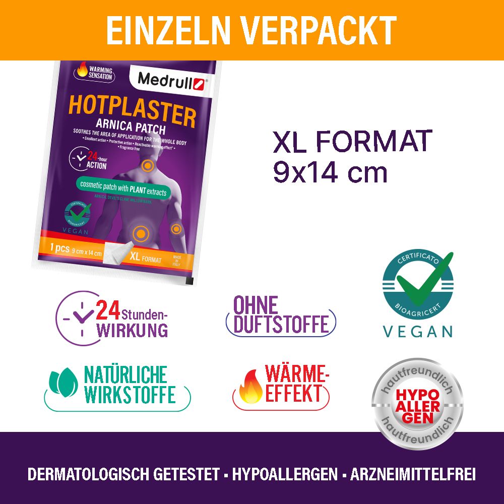 Medrull Hot Wärmepflaster 9 x 14cm mit Arnika und Teufelskralle