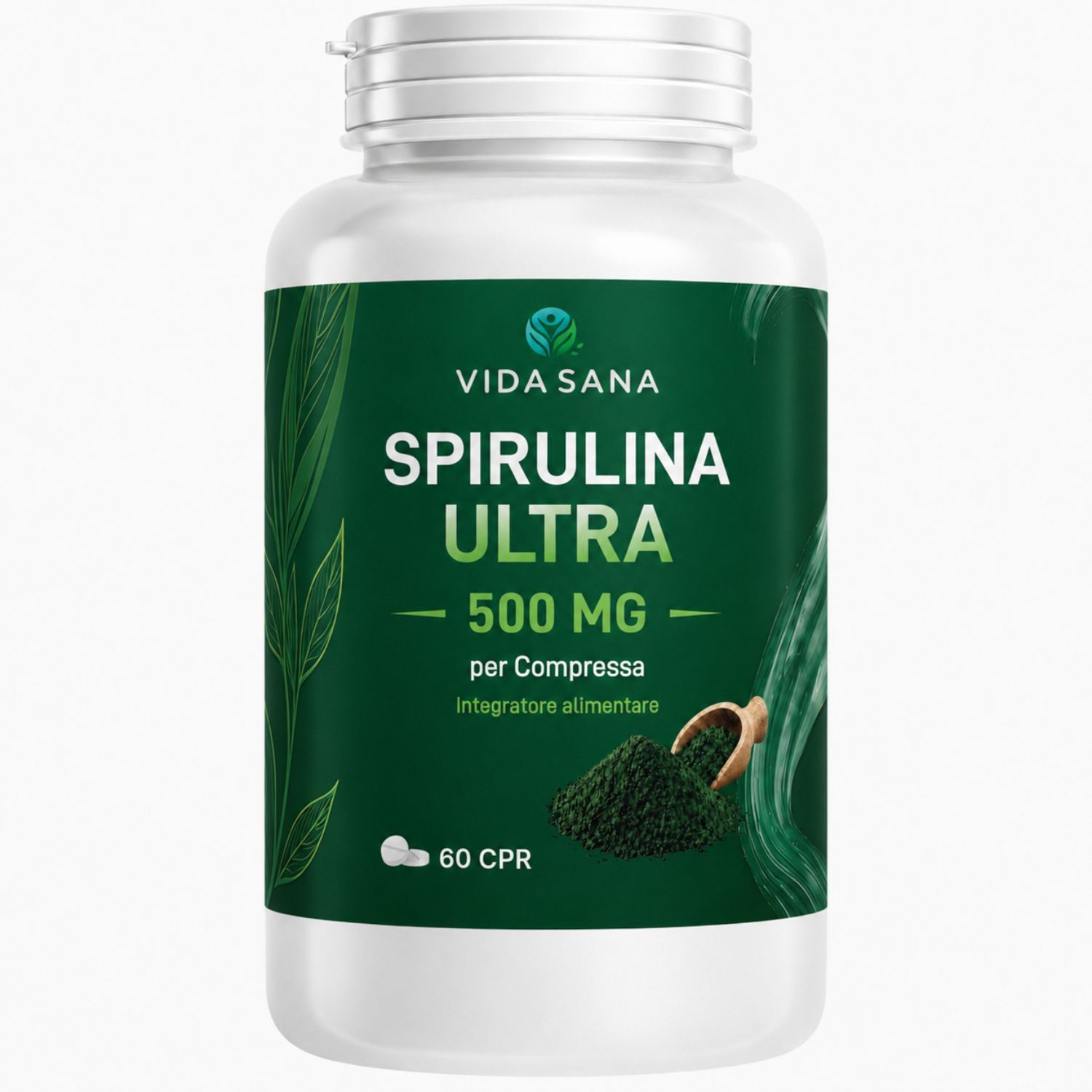 VIDASANA Integratore Alimentare a base di Spirulina - 500 mg pura,forza energia - antistress