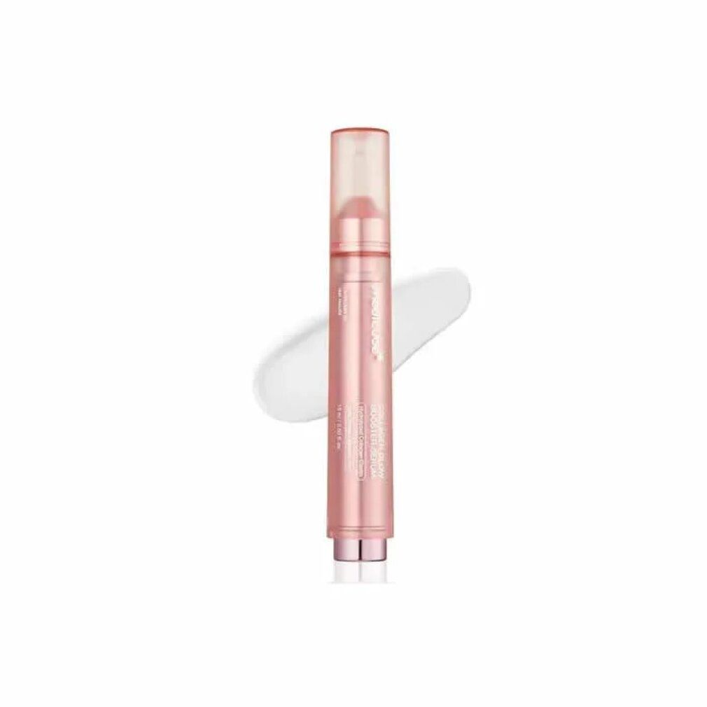 Rosa Serum-Applikator mit silbernem Detail und durchsichtigem Deckel. "Collagen Glow Booster Serum" beschriftet.