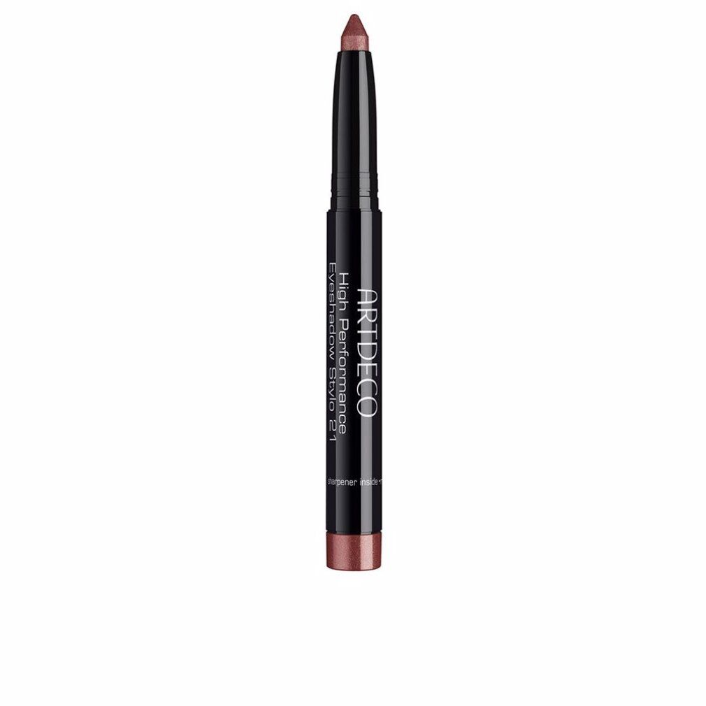 Artdeco High Performance Eyeshadow Stylo. Braune Spitze, schwarzer Stift. Produktname und Marke auf dem Stift.