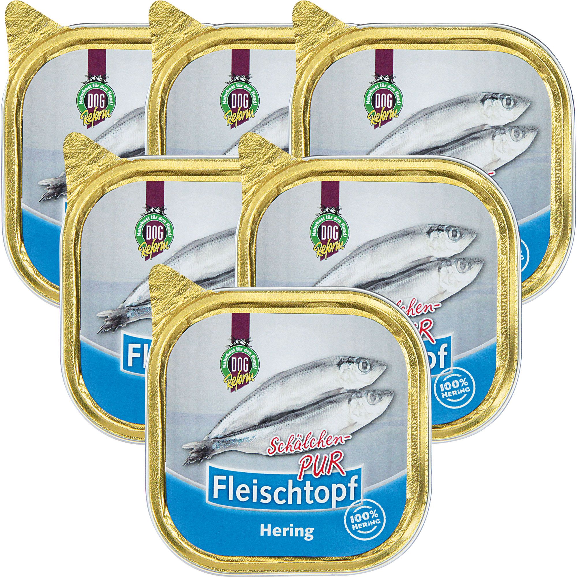 Schecker DOGREFORM Fleischtopf Schälchen-PUR Hering - Nassfutter 100% Fisch