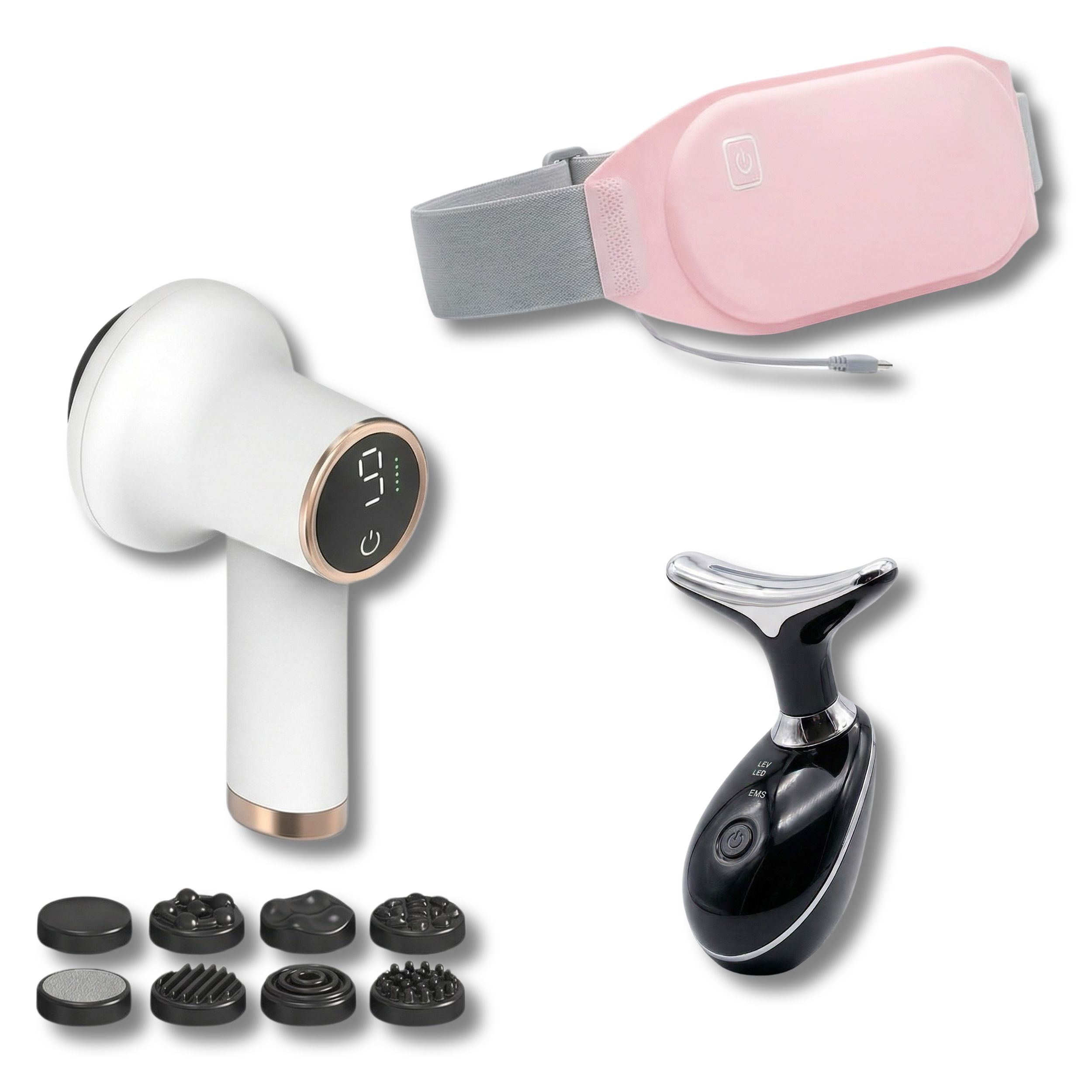 Glow- & Komfort-Box – LED-Gesichtsbehandlung, Menstruationsgürtel Anti-Cellulite-Massager 50x50 cm