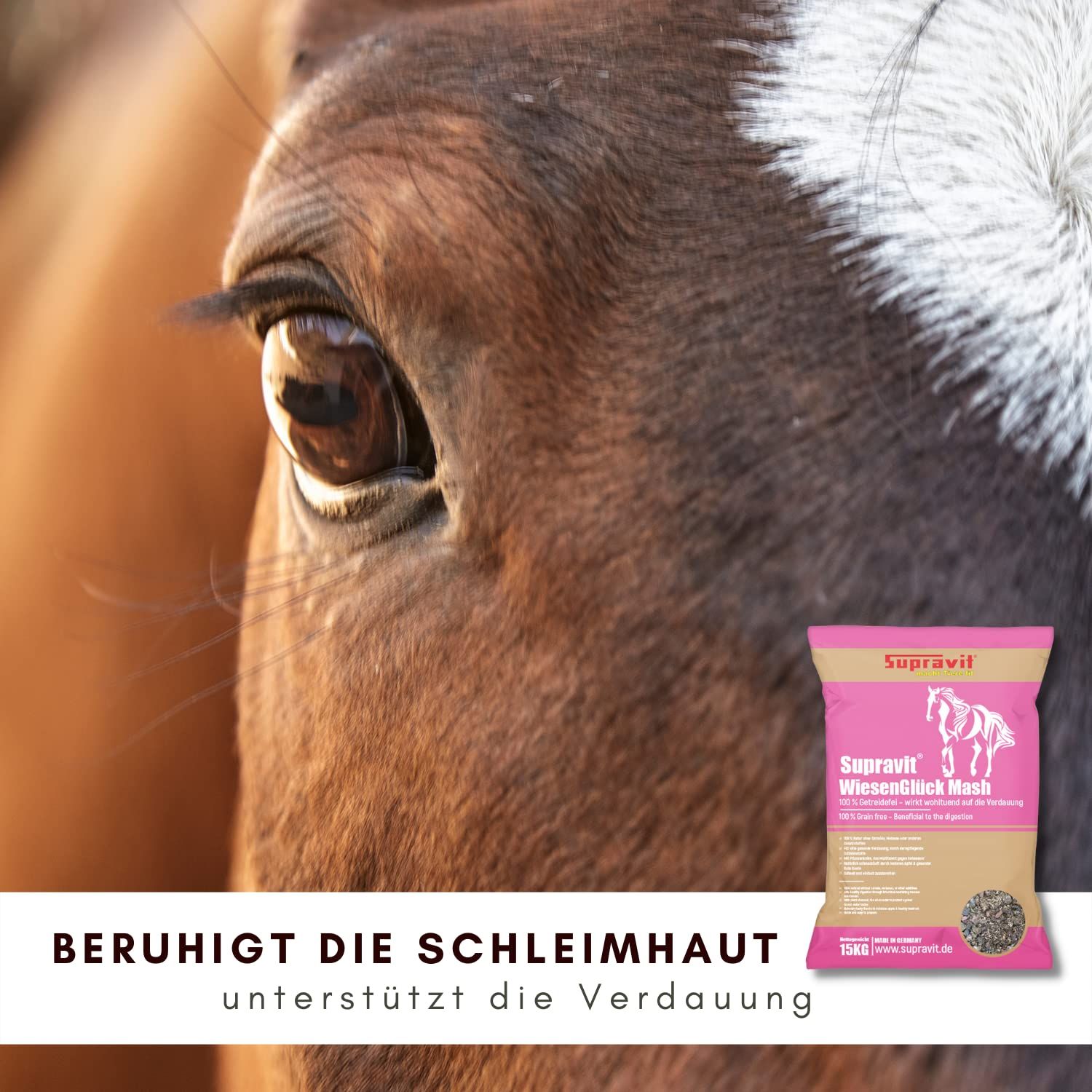 Pferdeauge, Produktverpackung von Supravit WiesenGlück Mash.