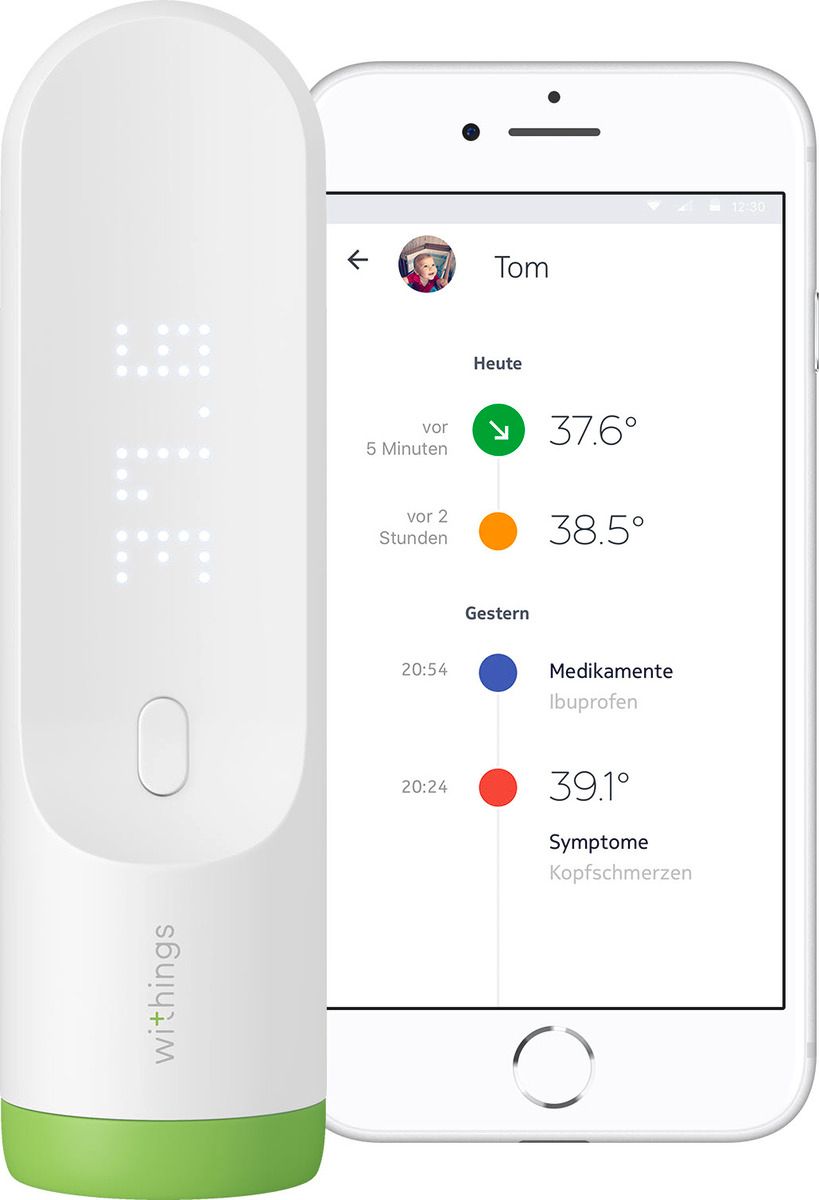 Withings Thermometer weiß WLAN Bluetooth Akku Grad Celsius Infrarot-Sensor