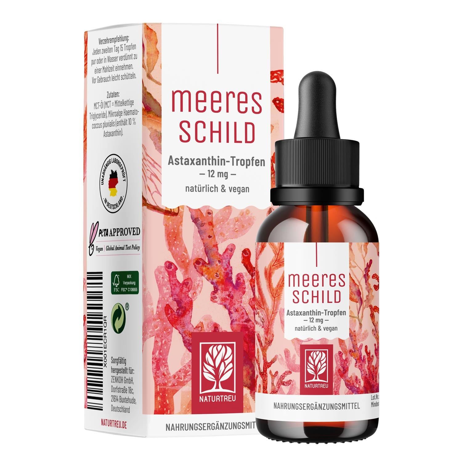 Astaxanthin Tropfen Hochdosiert - Meeresschild - NATURTREU® 30 Ml ...