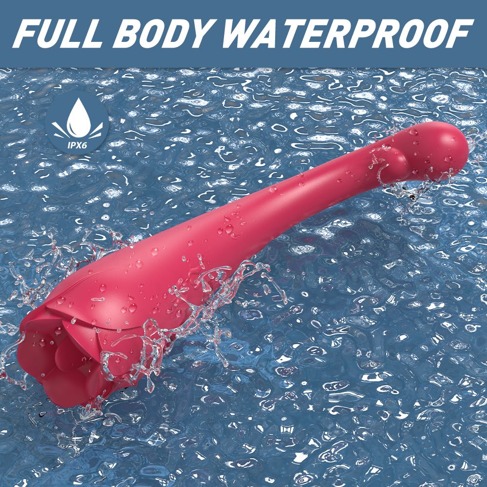 Rosa Vibrator im Wasser, mit Text: FULL BODY WATERPROOF. IPX6.