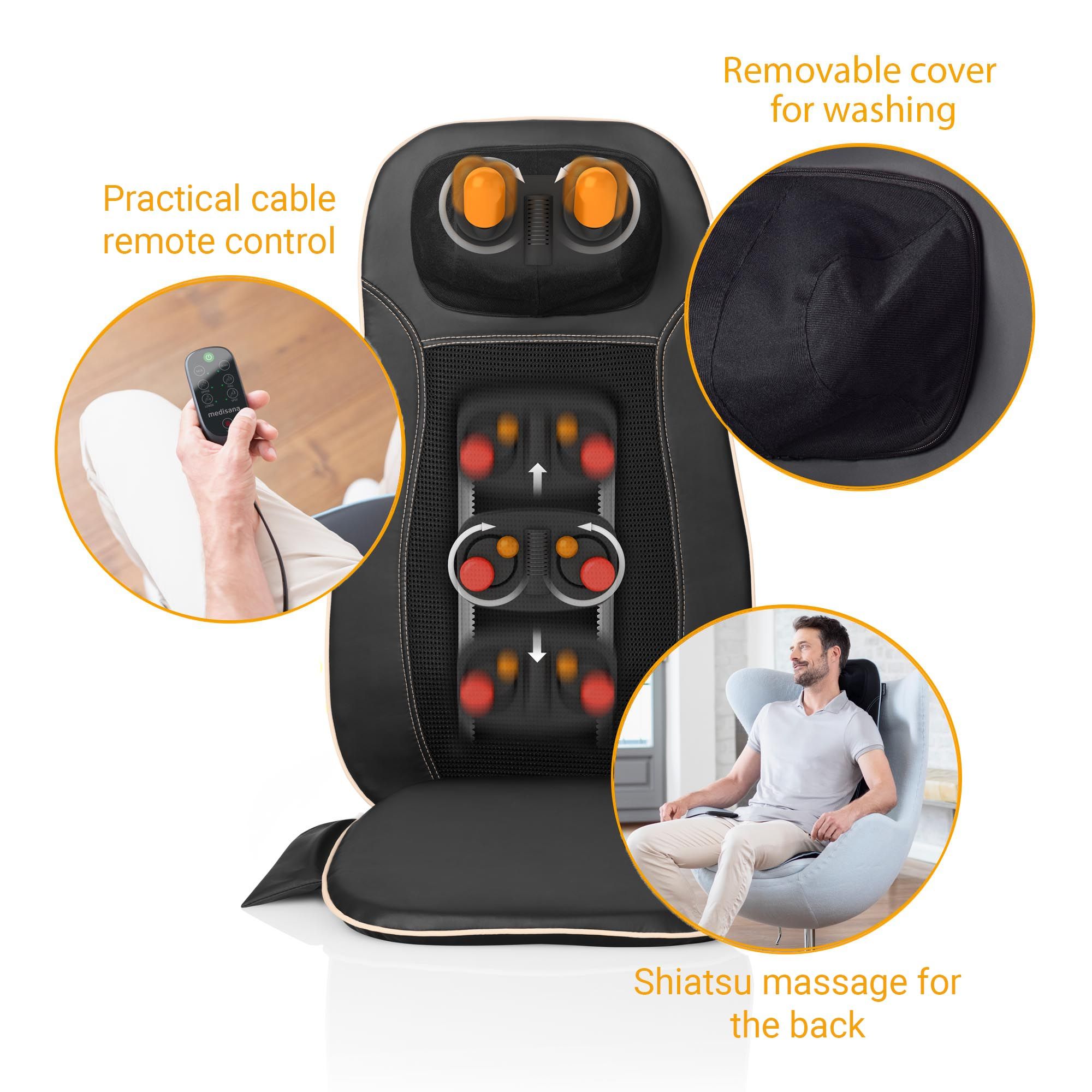 medisana MCN Shiatsu-Massagesitzauflage | Nacken- und Rückenmassagegerät | 3 Intensitäten