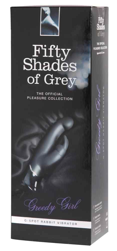 Verpackung des Greedy Girl Rabbit Vibrators, Fifty Shades of Grey Kollektion.