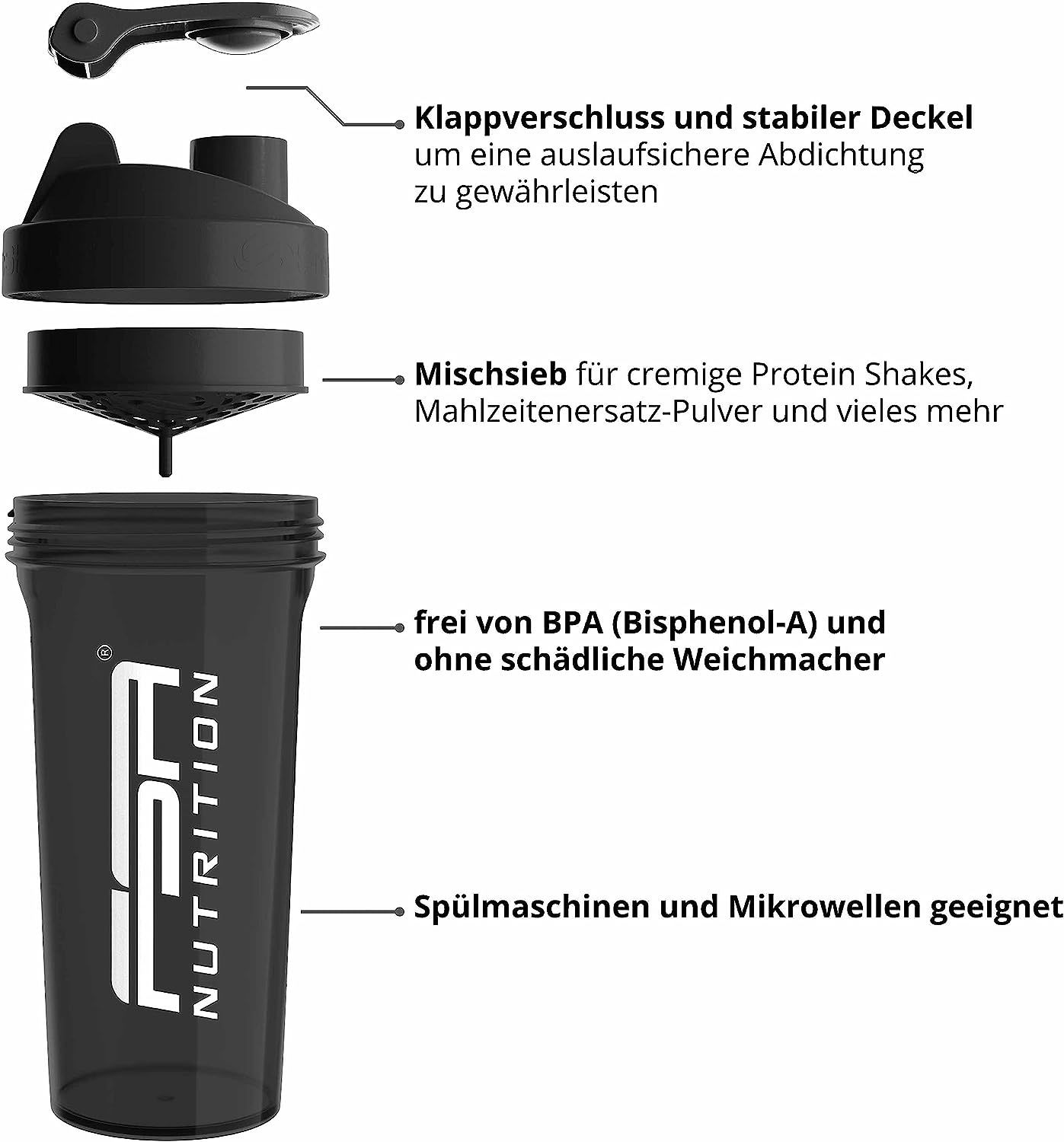 FSA Nutrition Premium Protein Shaker 1 St Flaschen