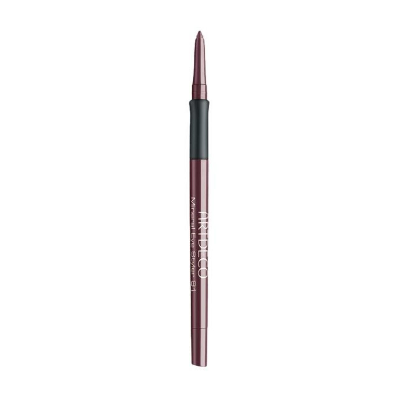 Mineral Eye Styler von Artdeco. Dunkelroter Stift mit schwarzem Mittelteil. Aufschrift: Mineral Eye Styler B1.