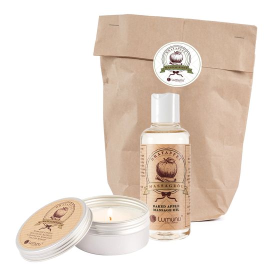 Lumunu Set Massageöl & Massagekerze mit Bratapfel Duft