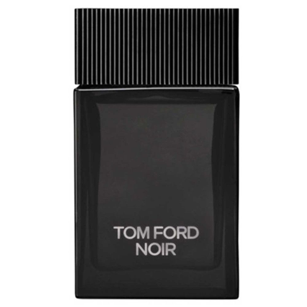 Schwarzer Flakon mit schwarzem Deckel. Aufschrift TOM FORD NOIR in Weiß. Rechteckige Form.
